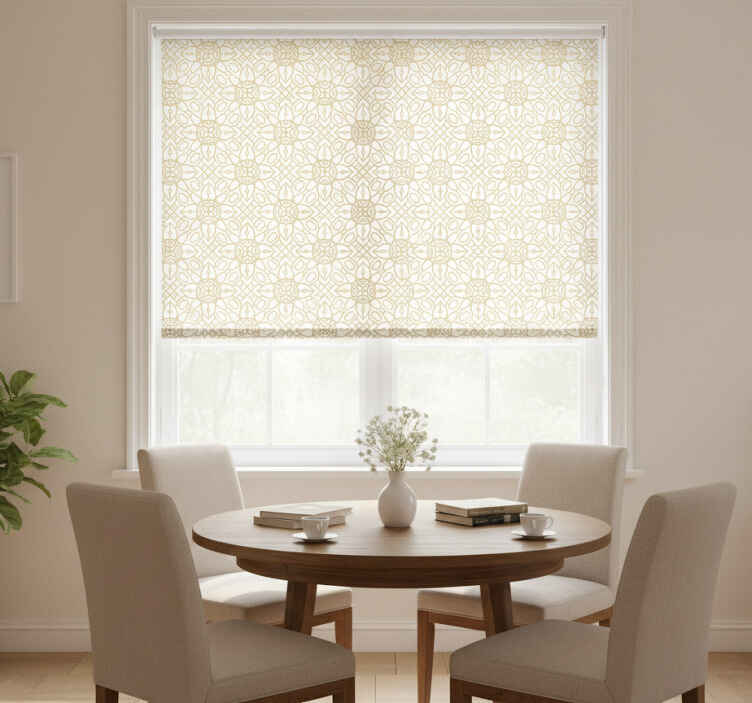 Dining room blind with modern white floral design - TenStickers