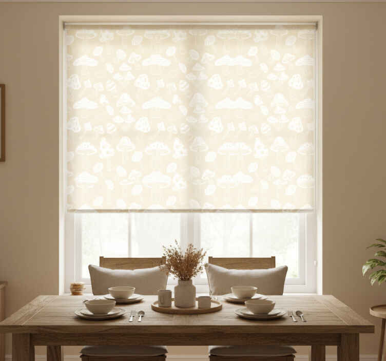 Dining room blind with beige mushroom designs - TenStickers