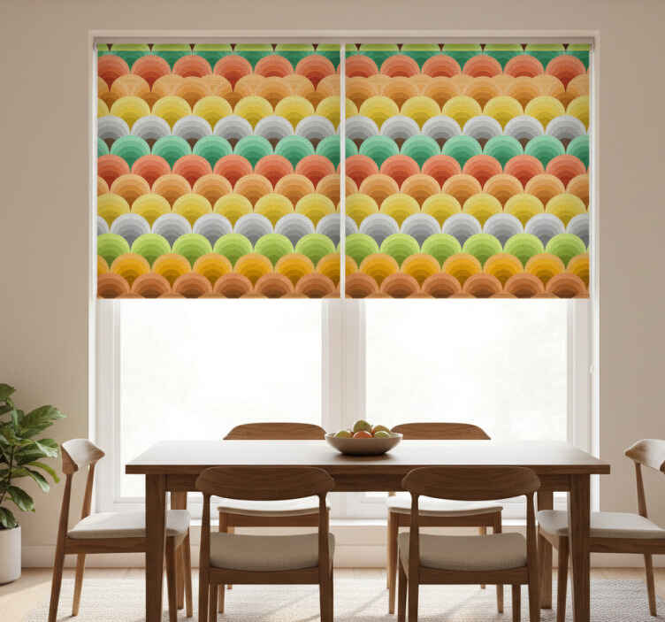 Dining room blind vintage with orange circles - TenStickers