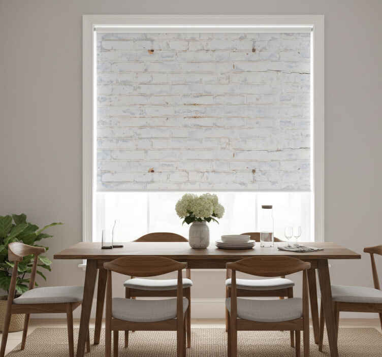 Dining room blind in white brick with worn paint - TenStickers