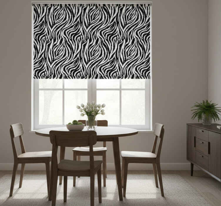 Dining room blind in classic irregular black and white zebra - TenStickers