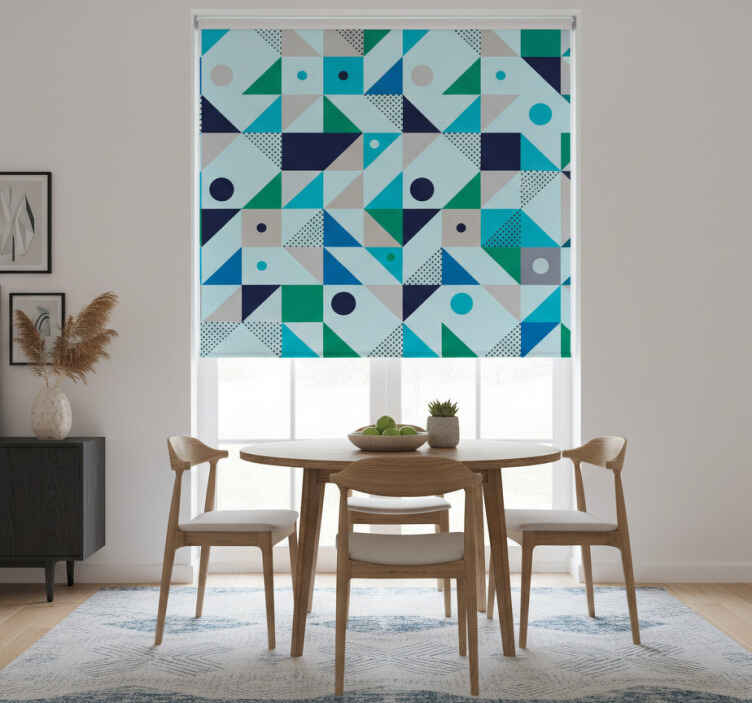 Dining room blind in blue patchwork design - TenStickers