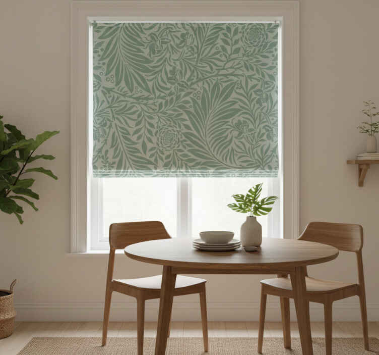 Dining room roller blind in mint green vintage pattern - TenStickers
