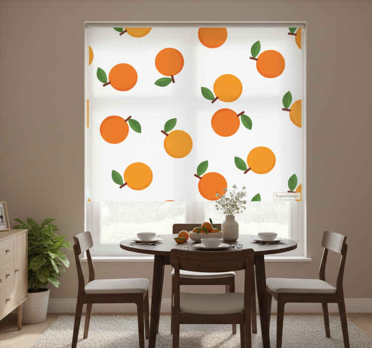 Persiana enrollable para comedor naranjas elegantes - TenVinilo