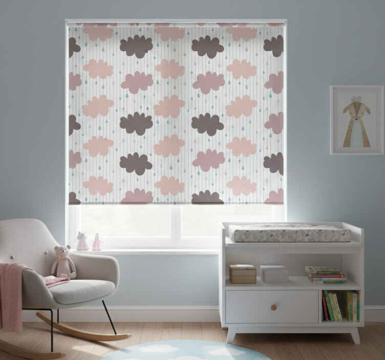 Persiana enrollable infantil nubes rosas de lluvia - TenVinilo