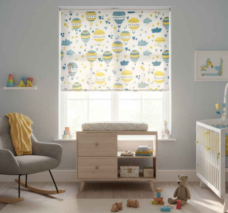 Persiana enrollable infantil globos azules y amarillos - TenVinilo