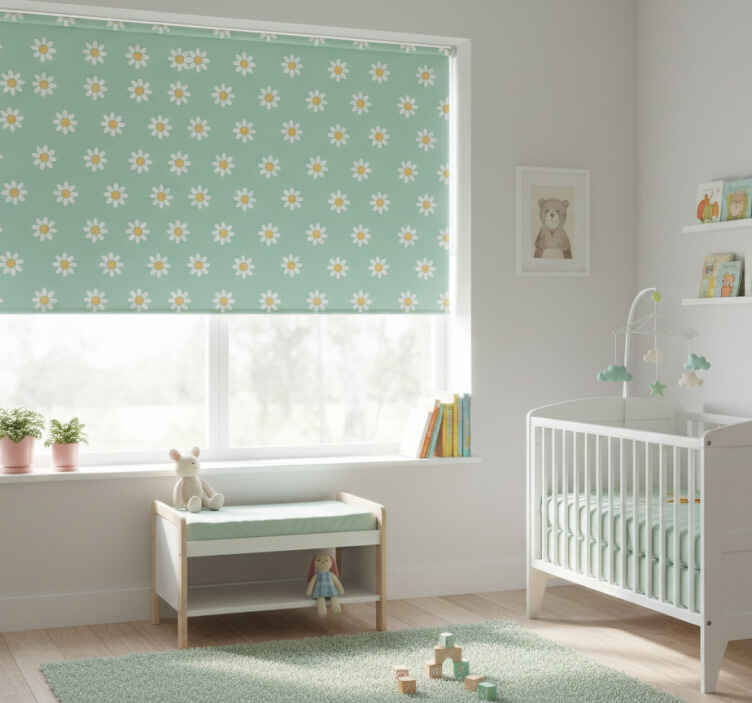 Children room roller blind with green floral design - TenStickers