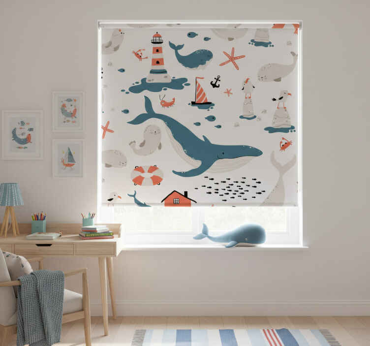 Persiana enrollable infantil temática de ballenas - TenVinilo