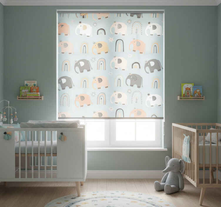 Persiana enrollable infantil motivos de elefante arcoíris - TenVinilo