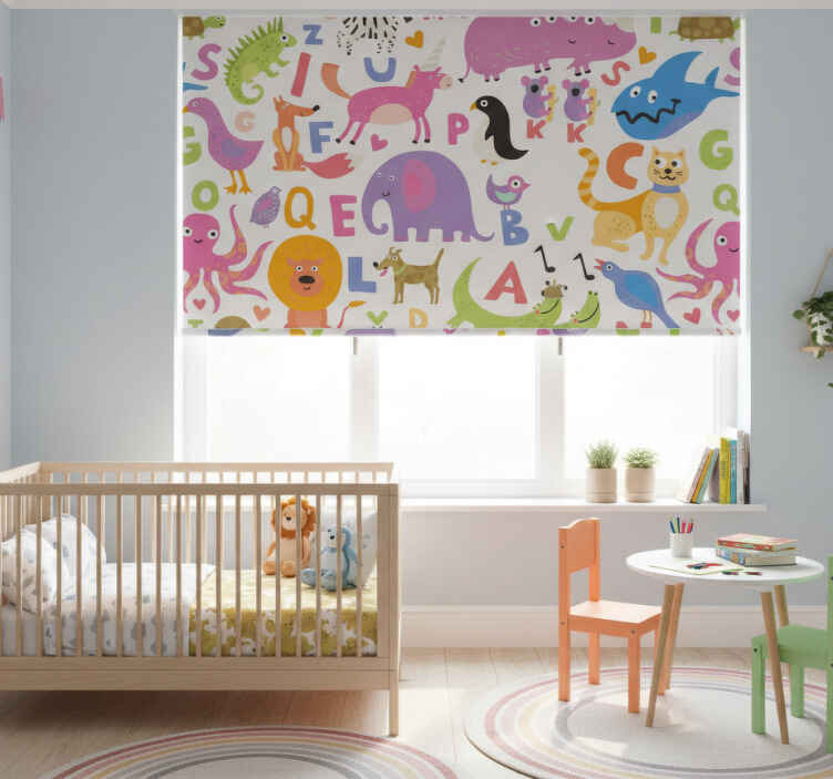 Children room roller blind alphabet animals - TenStickers