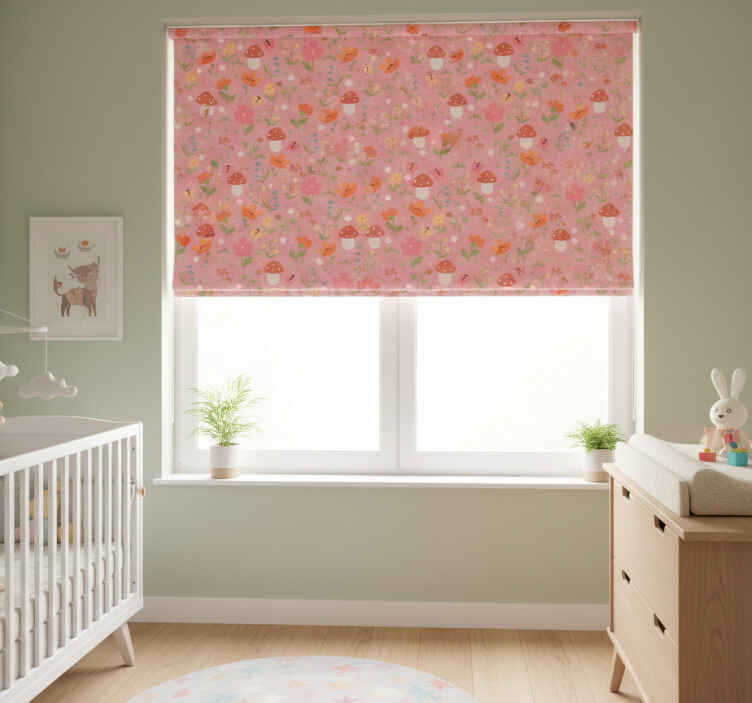 Children room roller blind floral mushroom design - TenStickers