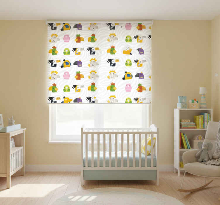 Persiana enrollable infantil mural de monstruo alegre - TenVinilo