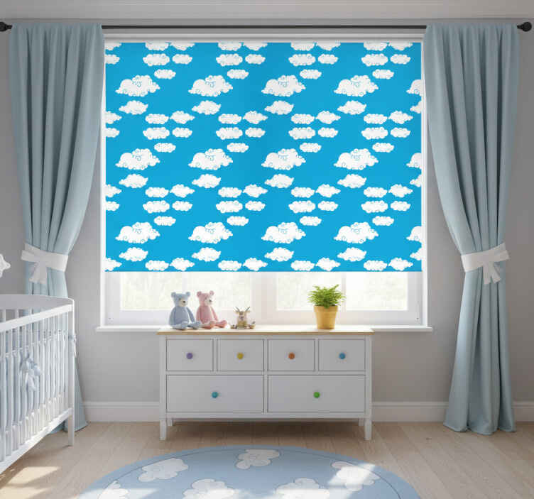 Children room roller blind clouds in sky - TenStickers