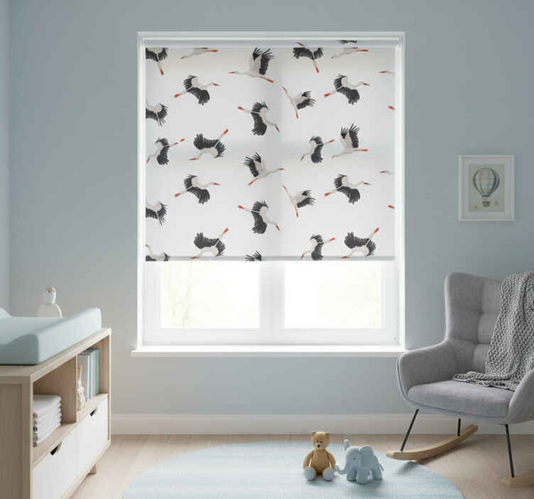 Store enrouleur chambre enfant motif cigognes volantes - TenStickers