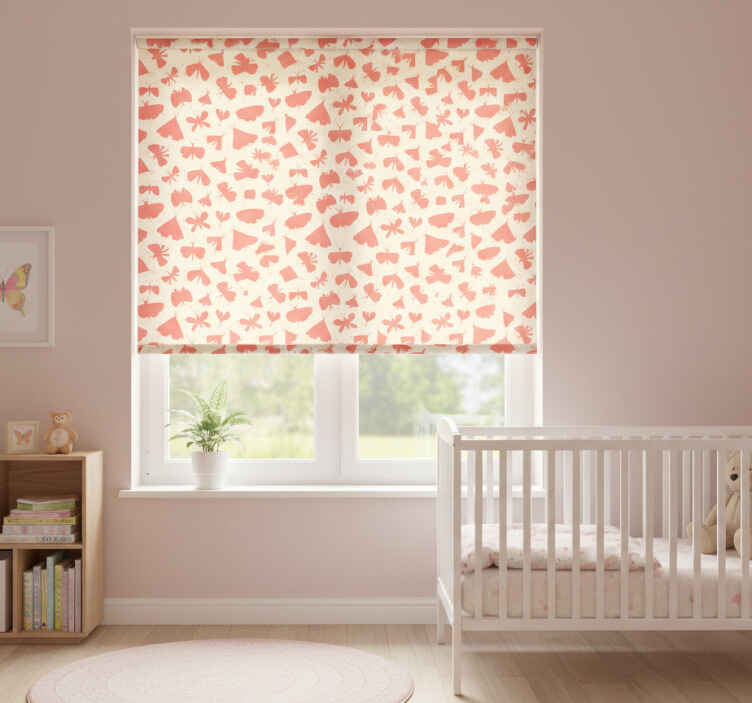 Children room roller blind abstract pink butterfly pattern - TenStickers