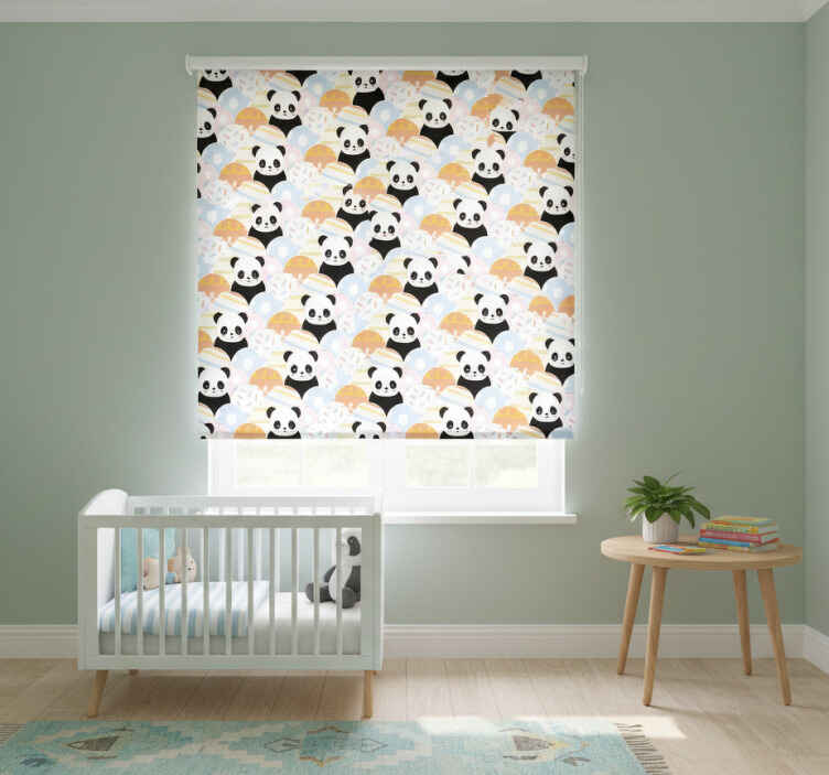 Persiana enrollable infantil diseño patchwork panda - TenVinilo