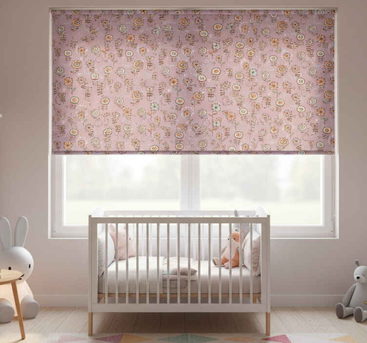 Persiana enrollable infantil patrón floral rosa sueco - TenVinilo