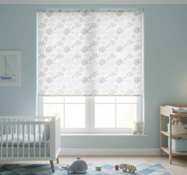 Children room roller blind with vintage sea animals pattern - TenStickers
