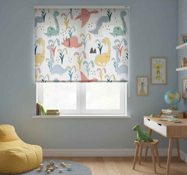 Persiana enrollable infantil dinosaurios y árboles - TenVinilo