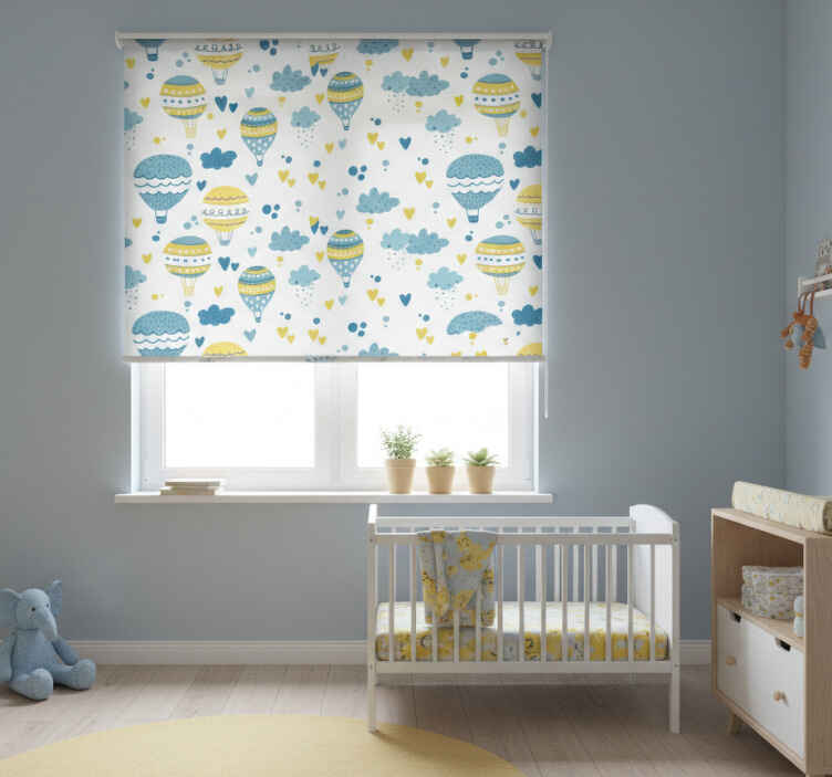 Children room roller blind with colorful balloons and clouds - TenStickers