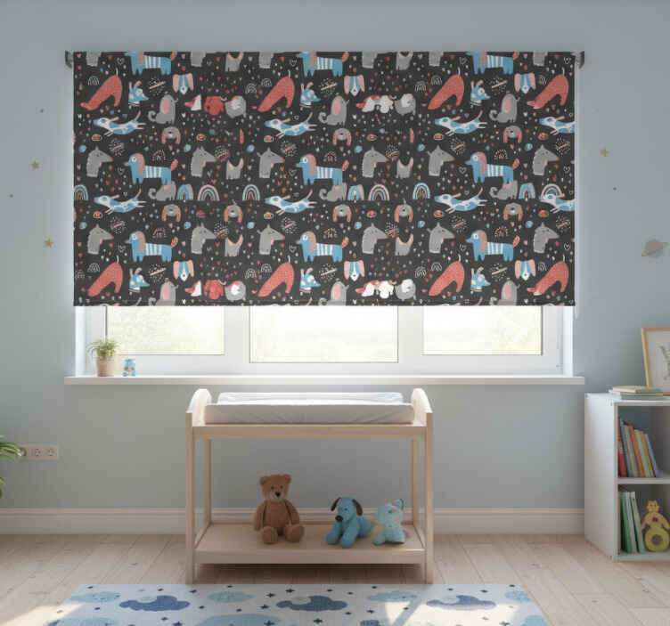 Persiana enrollable infantil ilustración de perritos - TenVinilo