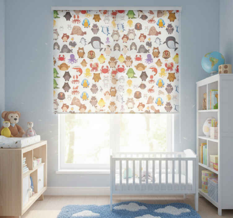 Children room roller blind wild animals in colors - TenStickers