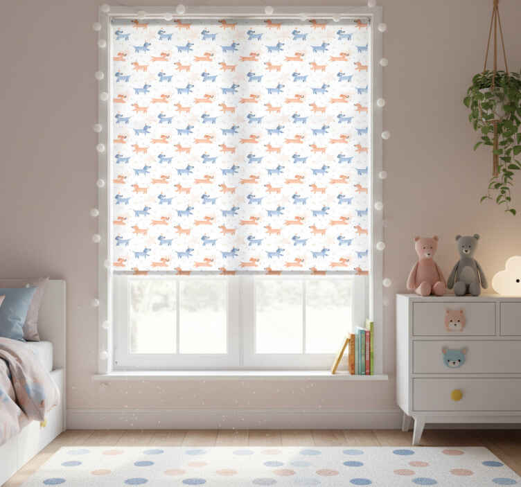 Children room roller blind cute dogs with crowns - TenStickers