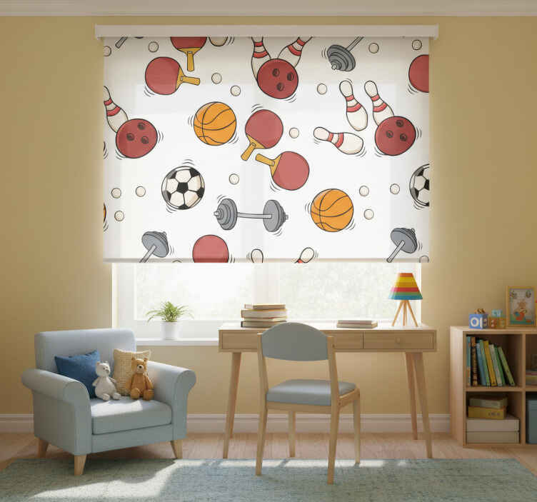 Persiana enrollable infantil estilo garabato deportivo - TenVinilo