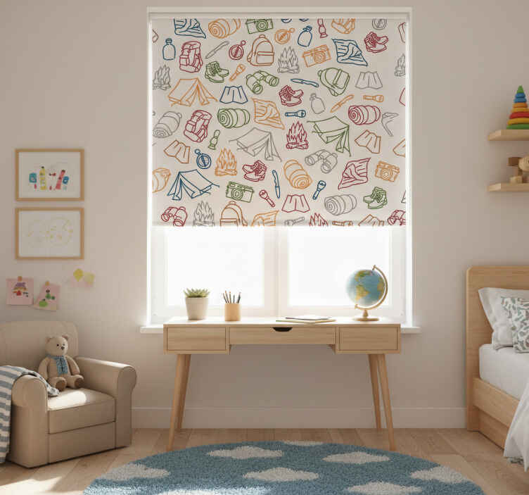 Store enrouleur chambre enfant bateau camping feu bois - TenStickers