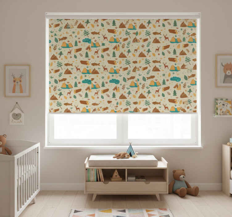 Store enrouleur chambre enfant dessin camping montagne - TenStickers