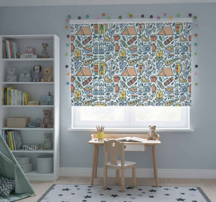 Store enrouleur chambre enfant montagnes et camping - TenStickers
