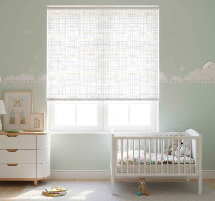 Children room roller blind in cute pastel grid pattern - TenStickers