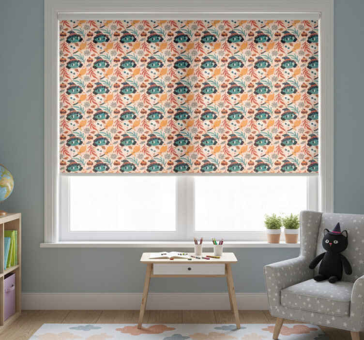 Children room roller blind halloween witch magic pattern - TenStickers