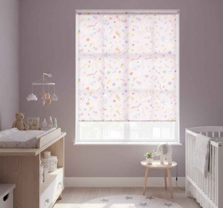 Persiana enrollable infantil con patrón de confeti pastel - TenVinilo