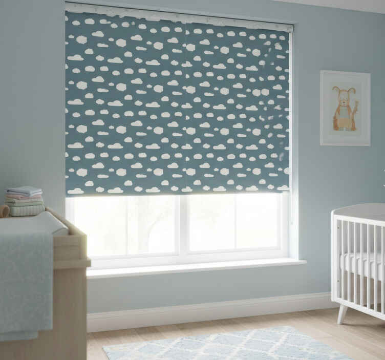 Children room roller blind with white pattern on blue - TenStickers