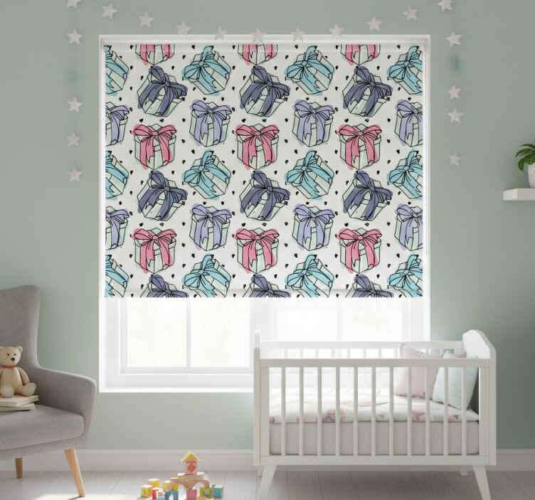Children room roller blind cute heart gift boxes - TenStickers