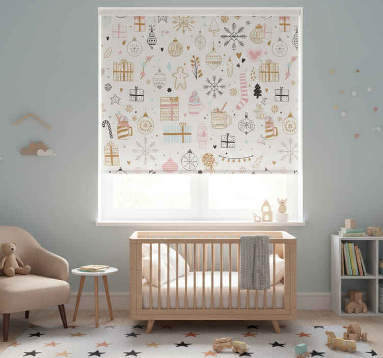 Children room roller blind with winter xmas design - TenStickers