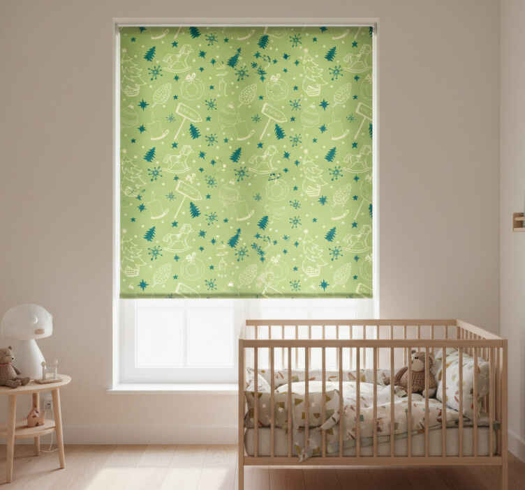 Children room roller blind with green christmas design - TenStickers