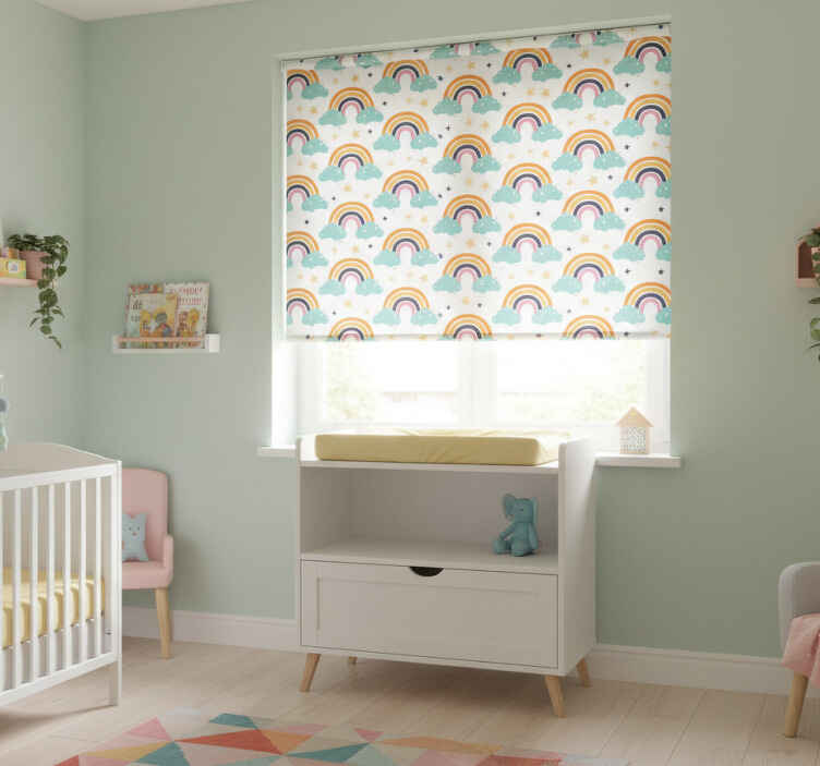 Persiana enrollable infantil arcoíris colorido con nubes - TenVinilo