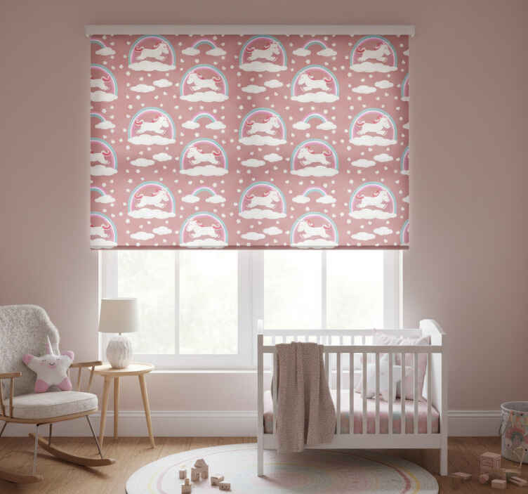 Children room roller blind unicorns and rainbows - TenStickers