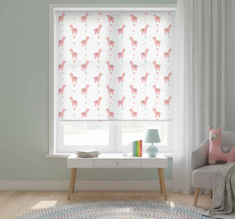 Children room roller blind pink lama design - TenStickers