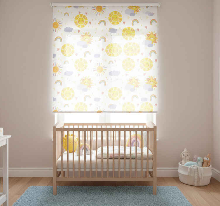 Persiana enrollable infantil arcoíris y nubes pastel - TenVinilo