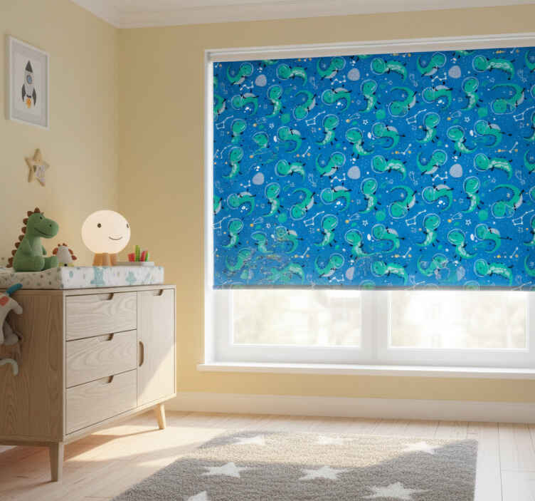 Children room roller blind funny dinos in space - TenStickers