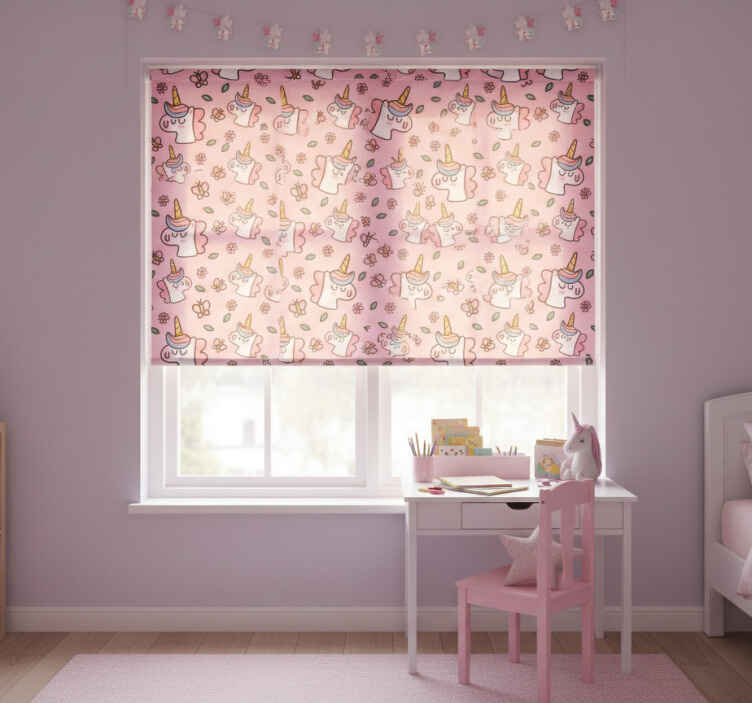 Children room roller blind cute flower unicorn - TenStickers