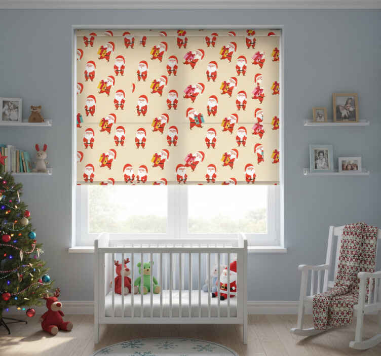 Persiana enrollable infantil papá noel sonriente y regalos - TenVinilo