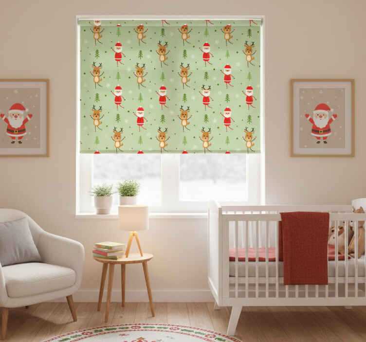 Persiana enrollable infantil santa claus y uno de sus renos - TenVinilo