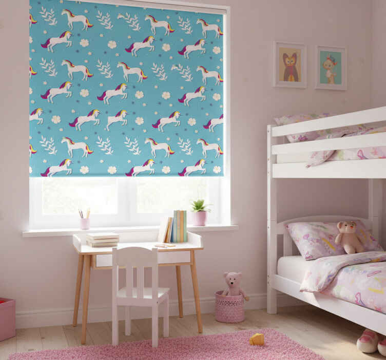 Persiana enrollable infantil patrón de unicornios - TenVinilo
