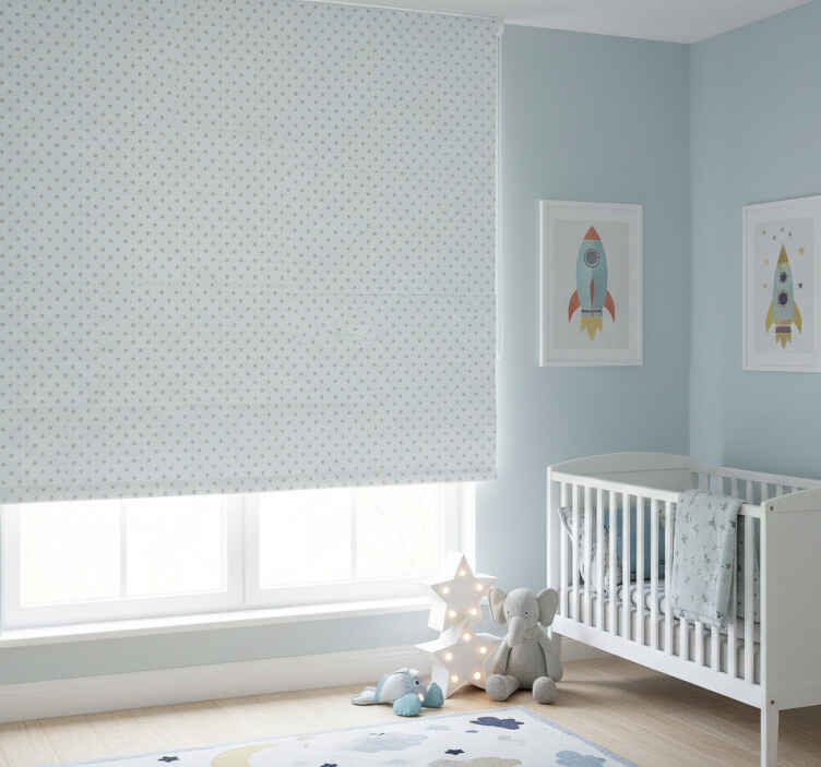 Persiana enrollable infantil fondo azul con estrellas grises - TenVinilo