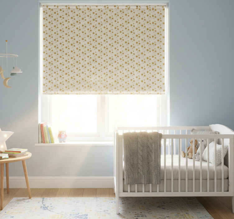 Children room roller blind golden chaotic stars - TenStickers