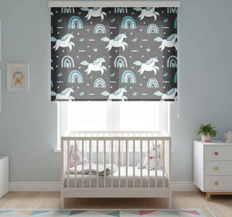 Children room roller blind seamless dark horse pattern - TenStickers